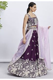 Picture of Surreal Purple Designer Indo-Western Lehenga Choli for Sangeet, Pre-Wedding Shoot, and Festivals