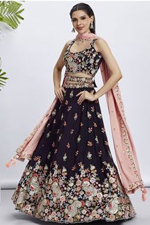 Picture of Divine Magenta Designer Indo-Western Lehenga Choli for Festivals and Party