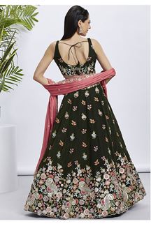 Picture of Glorious Olive Designer Indo-Western Lehenga Choli for Festivals and Party