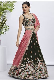 Picture of Glorious Olive Designer Indo-Western Lehenga Choli for Festivals and Party