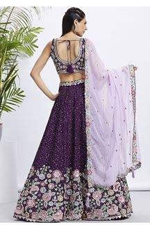 Picture of Stunning Purple Designer Indo-Western Lehenga Choli for Reception, Festivals and Party