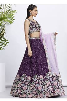 Picture of Stunning Purple Designer Indo-Western Lehenga Choli for Reception, Festivals and Party