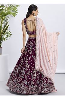 Picture of Irresistible Burgundy Designer Indo-Western Lehenga Choli for Reception, Festivals and Party