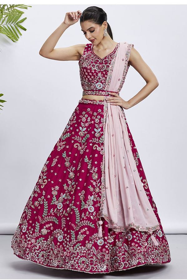 Picture of Delightful Rose Designer Indo-Western Lehenga Choli for Reception, Festivals and Party