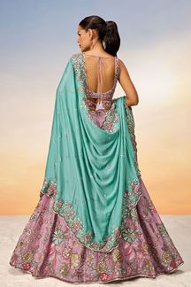 Picture of Enticing Mauve Designer Indo-Western Lehenga Choli for Engagement and Reception