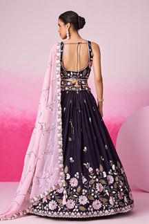 Picture of Glamorous Purple Designer Indo-Western Lehenga Choli for Engagement and Reception