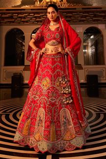 Picture of Exquisite Red Designer Bridal Lehenga Choli for Wedding and Reception