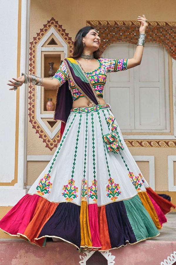 Picture of Gorgeous White Designer Navratri Lehenga Choli for Navratri Festival