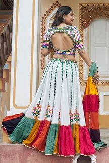 Picture of Gorgeous White Designer Navratri Lehenga Choli for Navratri Festival