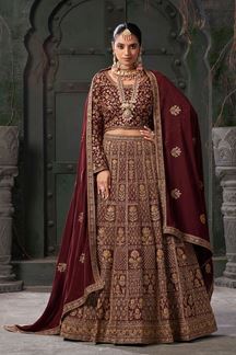 Picture of Heavenly Maroon Designer Bridal Lehenga Choli for Wedding and Reception