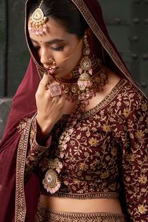 Picture of Heavenly Maroon Designer Bridal Lehenga Choli for Wedding and Reception