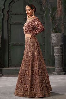 Picture of Heavenly Maroon Designer Bridal Lehenga Choli for Wedding and Reception