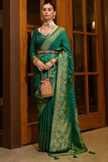 Picture of Ethnic Green Designer Saree for Wedding and Reception