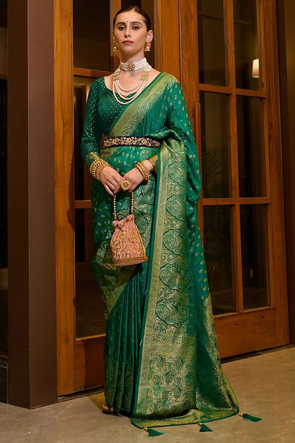 Picture of Ethnic Green Designer Saree for Wedding and Reception