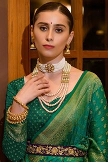 Picture of Ethnic Green Designer Saree for Wedding and Reception