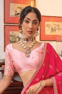 Picture of Royal Pink Designer Saree for Wedding, Engagement, and Reception