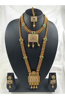 Picture of Delightful Golden Designer Necklace Set for Wedding, Reception, and Festivals