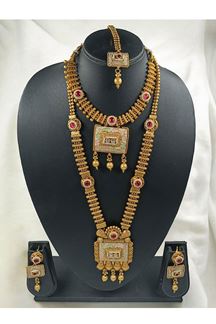 Picture of Stunning Golden Designer Necklace Set for Wedding, Reception, and Festivals