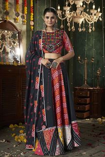 Picture of Ethnic Black and Red Designer Lehenga Choli for Navratri Festival