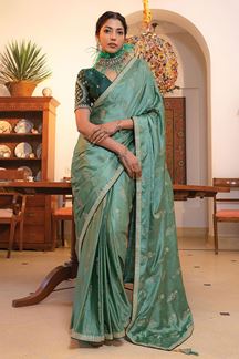 Picture of Marvellous Green Designer Saree for Haldi and Party