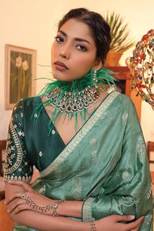 Picture of Marvellous Green Designer Saree for Haldi and Party