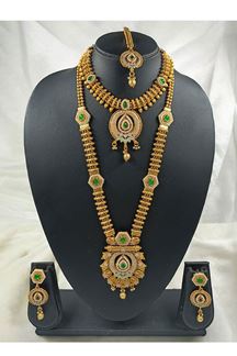 Picture of Charming Golden Designer Necklace Set for Wedding, Reception, and Festivals