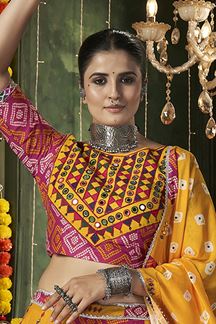 Picture of Flawless Yellow and Pink Designer Lehenga Choli for Navratri Festival