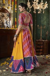 Picture of Flawless Yellow and Pink Designer Lehenga Choli for Navratri Festival