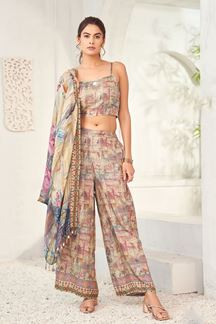 Picture of Surreal Printed Designer Indo Western Palazzo Suit for Party