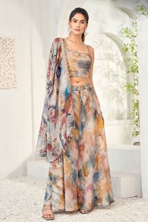 Picture of Royal Printed Designer Indo-Western Palazzo Suit for Party