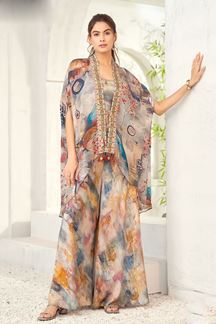 Picture of Royal Printed Designer Indo-Western Palazzo Suit for Party