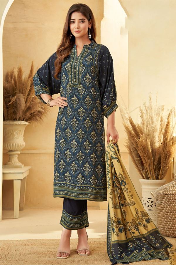 Picture of Classy Blue Designer Straight Cut Suit for Party and Festivals