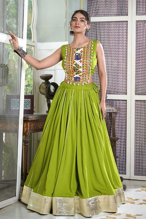 Picture of Lovely Green Designer Lehenga Choli for Navratri Festival