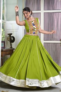 Picture of Lovely Green Designer Lehenga Choli for Navratri Festival