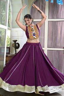 Picture of Charming Wine Designer Lehenga Choli for Navratri Festival