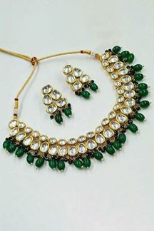 Picture of Surreal Green Colored Party wear Imitation Jewellery Traditional Choker