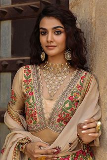 Picture of Breathtaking Beige Designer Lehenga Choli for Party, Pre-Wedding Shoot, Festival