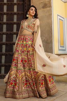 Picture of Breathtaking Beige Designer Lehenga Choli for Party, Pre-Wedding Shoot, Festival