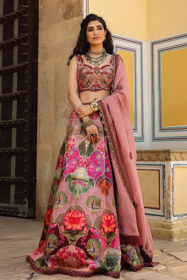 Picture of Enticing pink Designer Indo-Western Lehenga Choli for Engagement and Reception