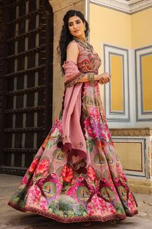 Picture of Enticing pink Designer Indo-Western Lehenga Choli for Engagement and Reception