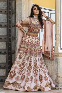 Picture of Captivating Peach Designer Lehenga Choli for Wedding and Reception