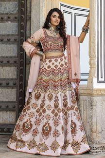 Picture of Captivating Peach Designer Lehenga Choli for Wedding and Reception