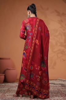 Picture of Ethnic Pink PrintedDesigner Straight Cut Suit for Party and Festivals 