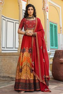 Picture of Charismatic Red Designer Lehenga Choli for Wedding and Reception