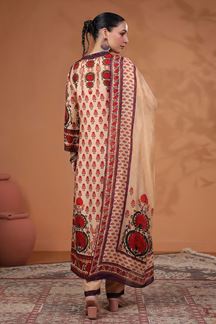 Picture of Charismatic Peach Printed Designer Straight Cut Suit for Party and Festivals