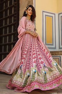 Picture of Smashing pink Designer Indo-Western Lehenga Choli for Engagement and Reception