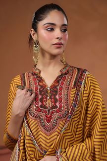 Picture of Spectacular Mustard Designer Straight Cut Suit for Party and Haldi