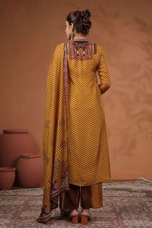 Picture of Spectacular Mustard Designer Straight Cut Suit for Party and Haldi