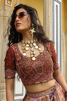 Picture of Splendid Brown Designer Lehenga Choli for Wedding and Reception