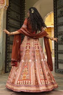 Picture of Splendid Brown Designer Lehenga Choli for Wedding and Reception